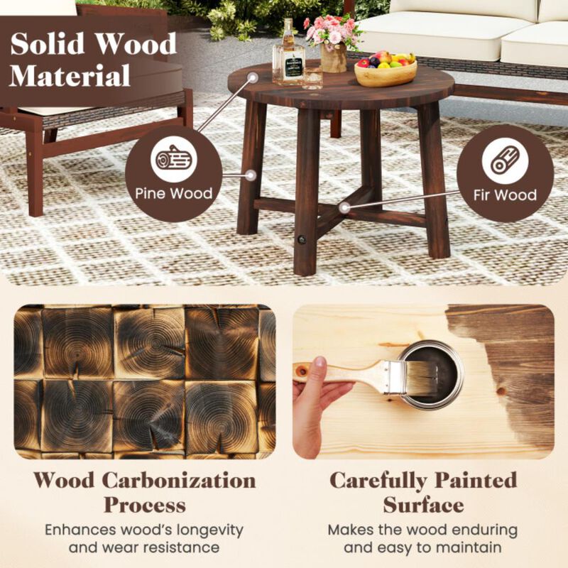 Hivvago Patio End Table with Solid Wood Structure for Garden Deck Poolside and Indoors