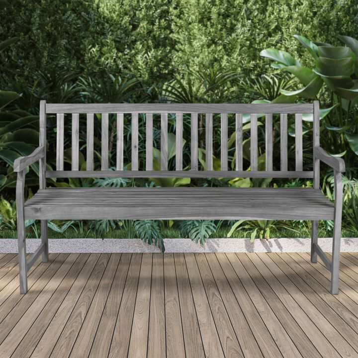 Laurel Slat Back Acacia Wood Outdoor Garden Patio Bench