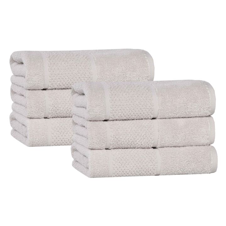 6 Piece Hand Towel Set in Viscose Cotton Blend with Textured Design