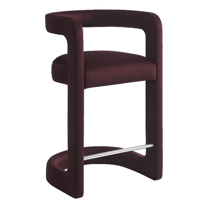 Modway Winslow Performance Velvet Counter Stool with Stainless Steel Footrest in Mulberry image number 0