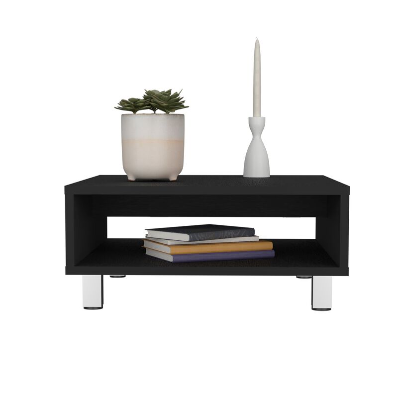 Chiniak Coffee Table 10.6" H, 1 shelf, 4 legs, Black