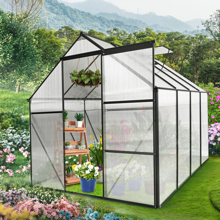 Streamdale Durable 6x8 FT Polycarbonate Greenhouse with Raised Base