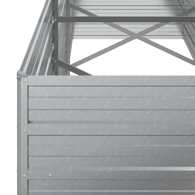 Outdoor Raised Garden Flower Bed, Silver Galvanized Steel, 32x95 Inch image number 4