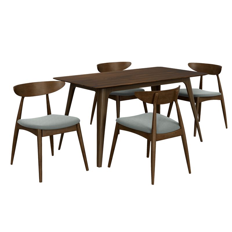 Merax 5-Piece Mid-Century Modern Dining Set - Solid Rubberwood Frame with Ergonomic Chairs image number 0