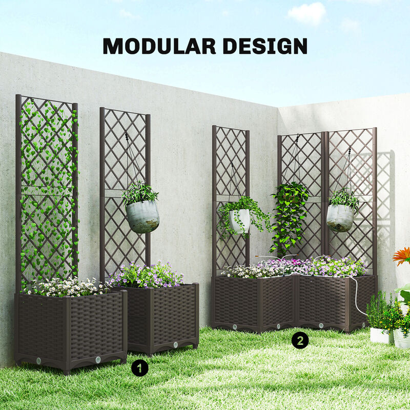 Hivvago 3PCS Self-Watering Raised Planters with Trellis and Timer image number 6