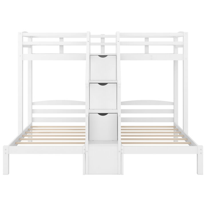 Whisen Twin over Twin Twin Bunk Bed with Staircase Drawers, Pine, for Kids Teens Bedroom
