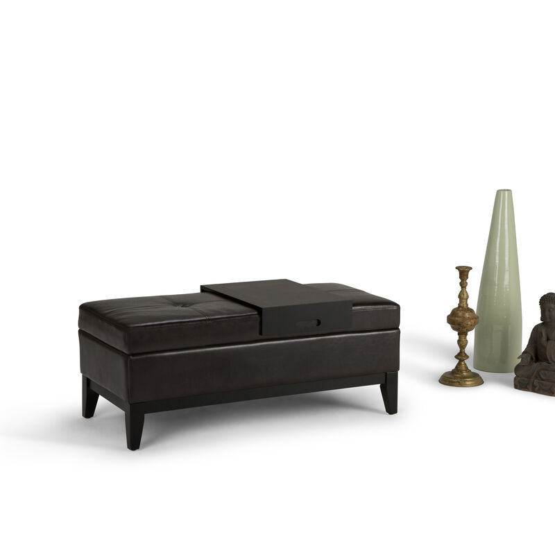 Simpli Home Oregon Storage Ottoman Bench with Tray image number 1