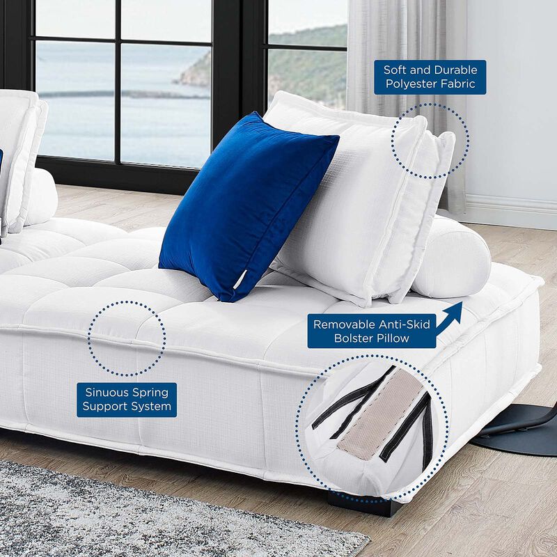 Saunter Tufted Fabric Armless Chair White EEI-4725-WHI image number 8