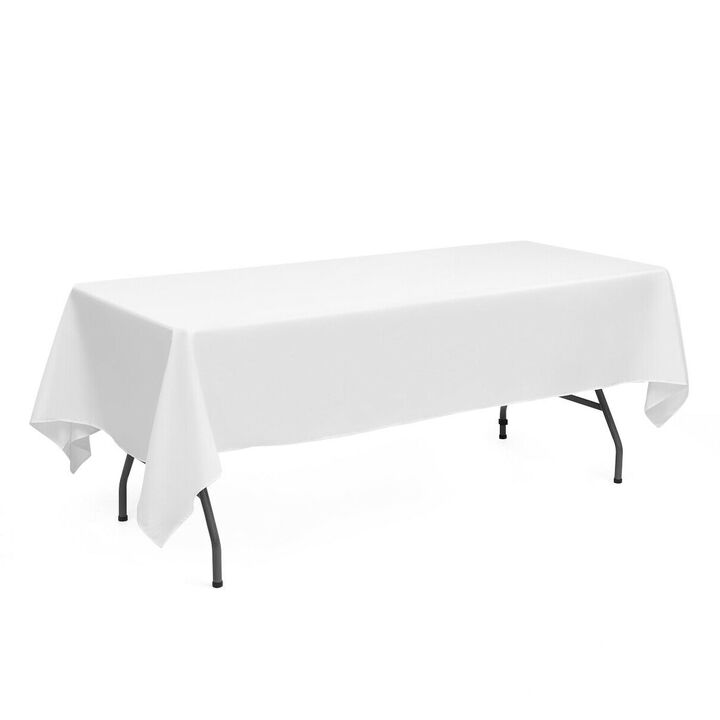 10 Pieces 60 x 102 Inch Rectangle Polyester Tablecloth-White