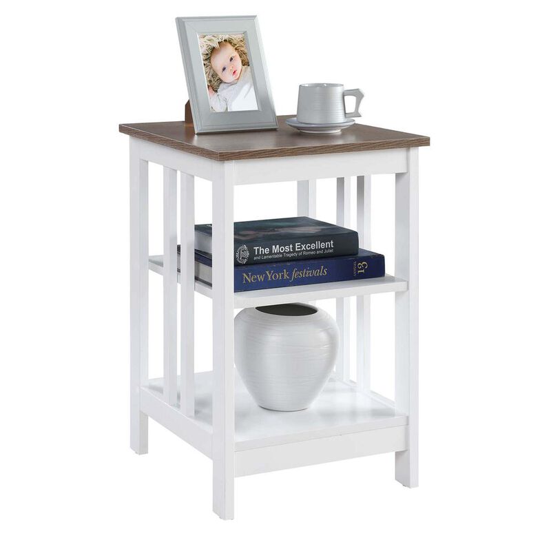 Convenience Concepts Mission End Table, Driftwood/White