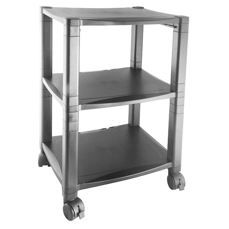 3-Shelf Mobile Printer Stand with Organizer Drawer