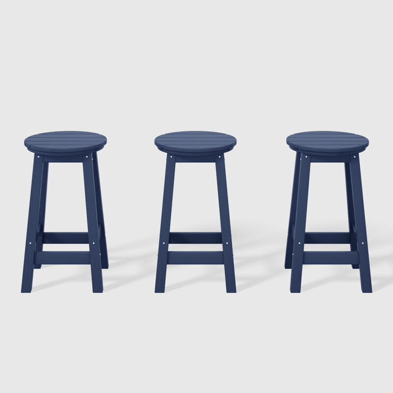WestinTrends 24" HDPE Outdoor Patio Round Counter Height Bar Stool Set of 3