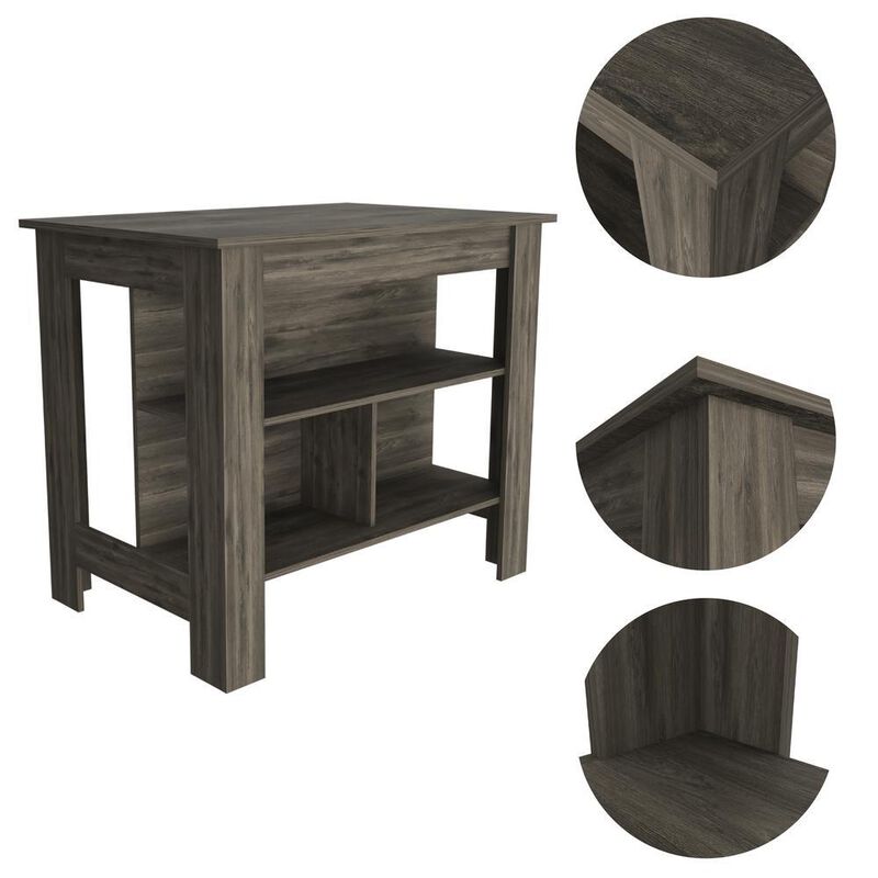 Delos Kitchen Island Brown