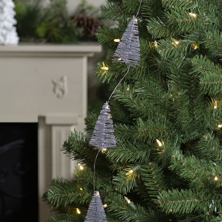 6.75' LED Lighted B/O Silver Mini Sisal Tree Christmas Garland - Warm White Lights