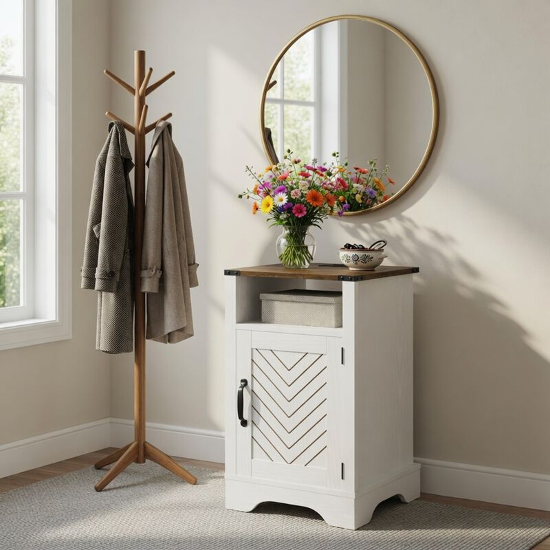 16" Assembled Farmhouse Nightstand with Charging Station USB image number 3