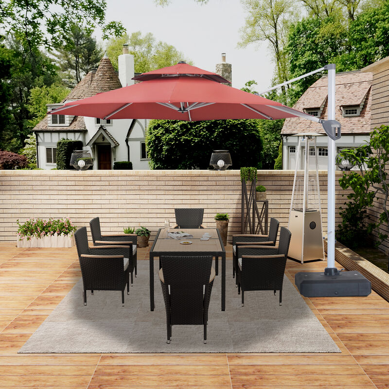 MONDAWE 11ft 2-Tier Square Cantilever Outdoor Patio Umbrella with Included Cover