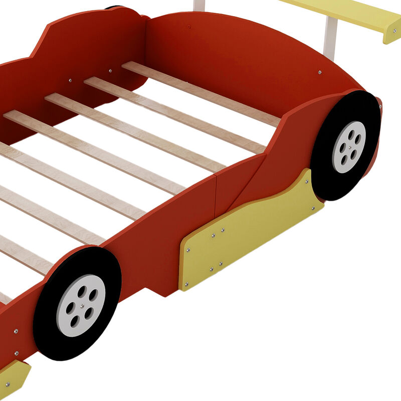 Merax Race Car-Shaped Platform Bed with Side Rails