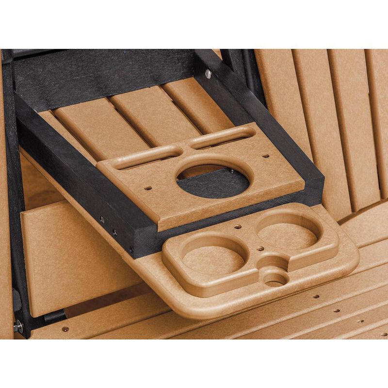 American Furniture Classics Two Seat Fan Back Glider with Drop Down Table/Cup Holder in Cedar