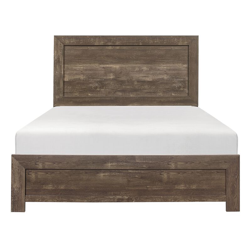 King Size Bedroom Set, Brown Finish, Panel Design, 2-Piece Set with Bed and Nightstand image number 3