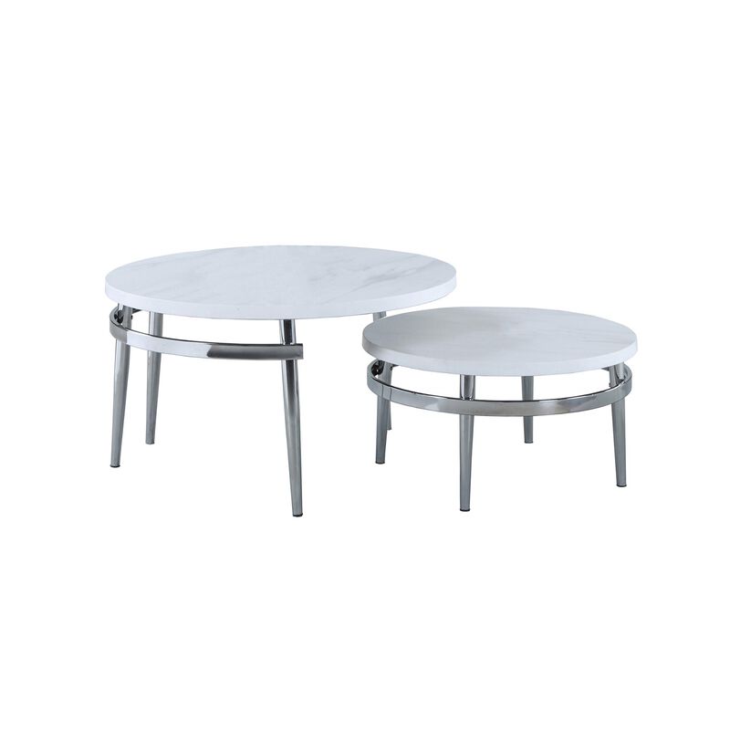 Avilla Round Nesting Coffee Table White and Chrome image number 0