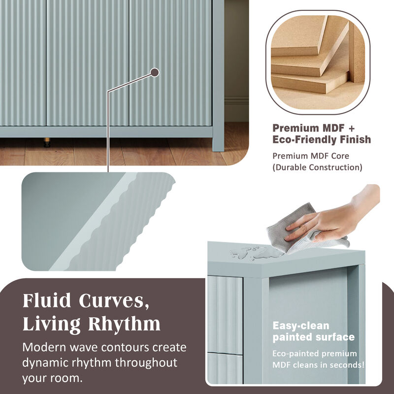 Merax Modern Wave-Pattern Sideboard Cabinet with 2 Drawers and 4 Doors