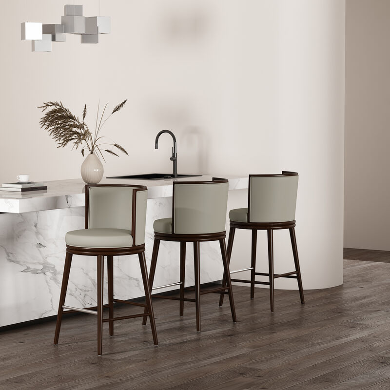 Evalyn Light Gray Bar Stools (Set of 3)