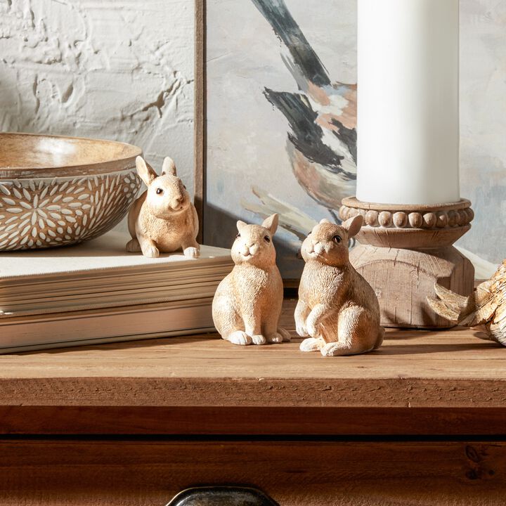 Resin Rabbit Figurines Set of 12 for Spring and Rustic Home Accents