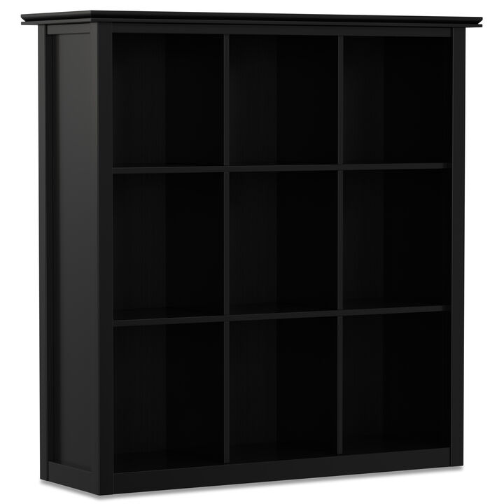 Artisan SOLID WOOD 45 inch x 43 inch Transitional 9 Cube Bookcase and Storage Unit in Black