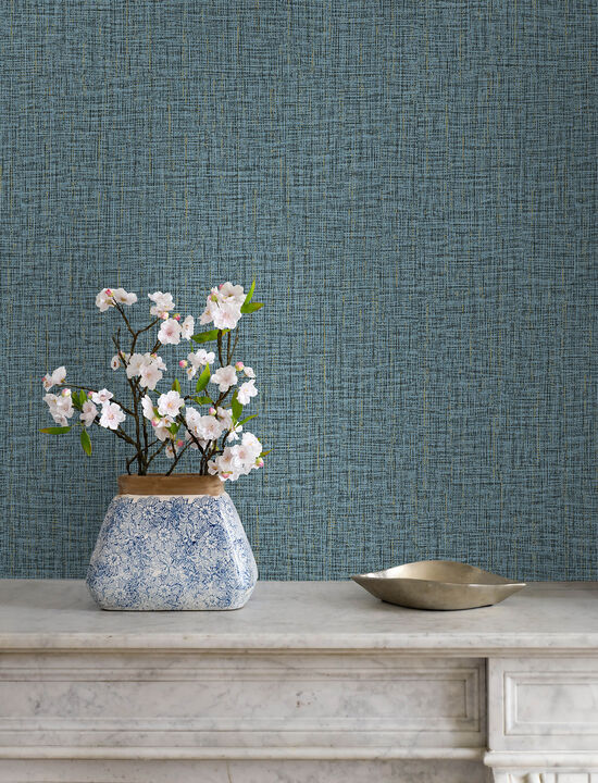 Glenburn Blue Woven Shimmer Wallpaper (Set of 2)