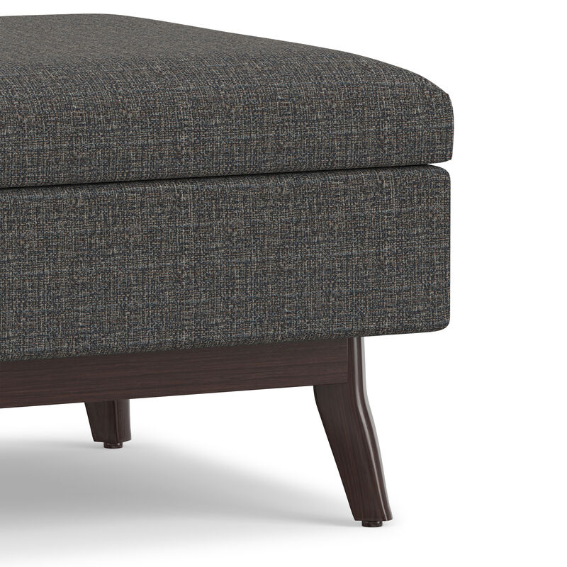 Owen 34 inch Wide Mid Century Modern Rectangle Coffee Table Storage Ottoman in Ebony Tweed Look Fabric, Assembled image number 7