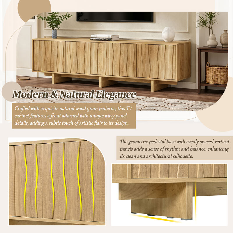 Nankso Retro Style Wood Grain TV Stand image number 3