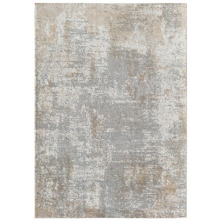 Benjara 8 x 10 Area Rug, Subtle Lined Natural Design, Soft Fabric, Gray and Black