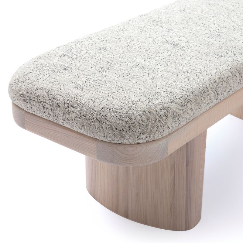 Ollie 48" Neutral Floral Jacquard Bench image number 3