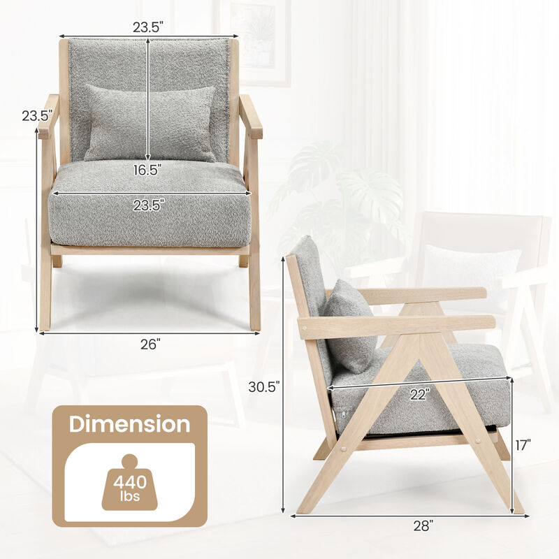 Mid Century Accent Chair with Wooden Frame for Living Room and Bedroom image number 2