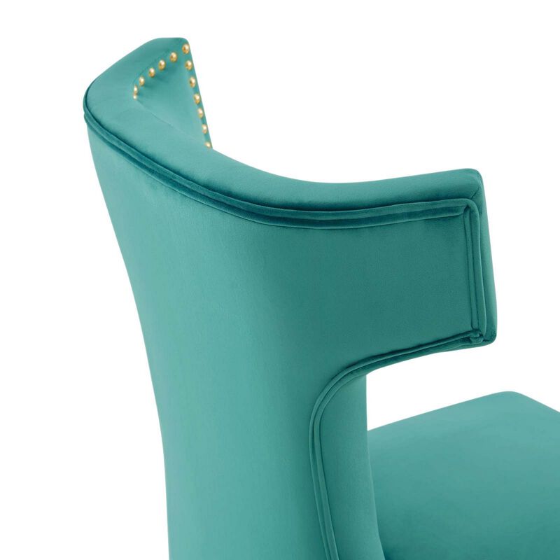 Curve Performance Velvet Dining Chairs - Set of 2-Benzara