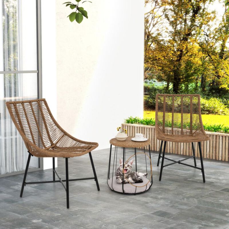 Hivvago 3 Piece Outdoor Furniture Set with Pet Housefor Patio Yard