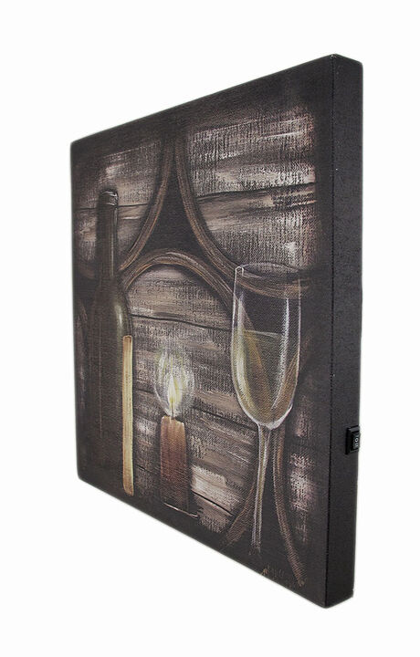Set of 2 Wine By Candlelight Theme LED Lighted Canvas Wall Prints