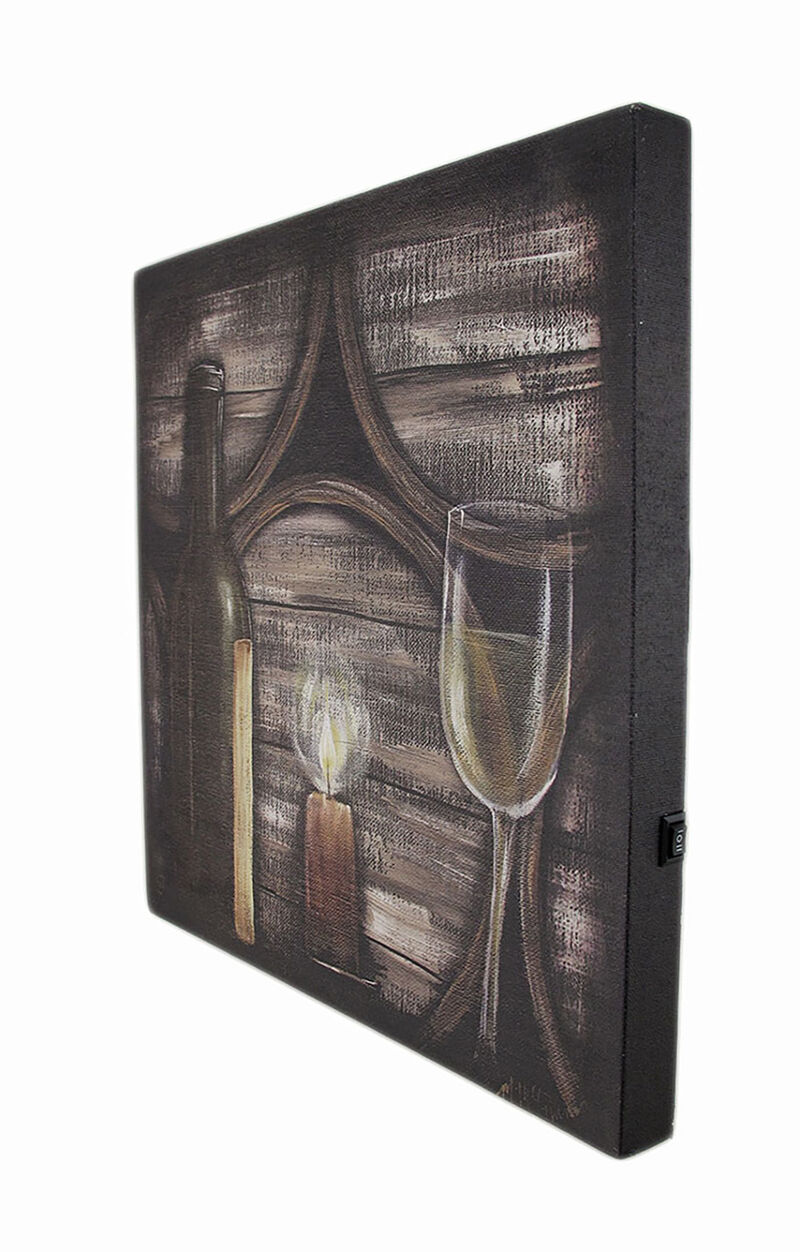 Set of 2 Wine By Candlelight Theme LED Lighted Canvas Wall Prints image number 1