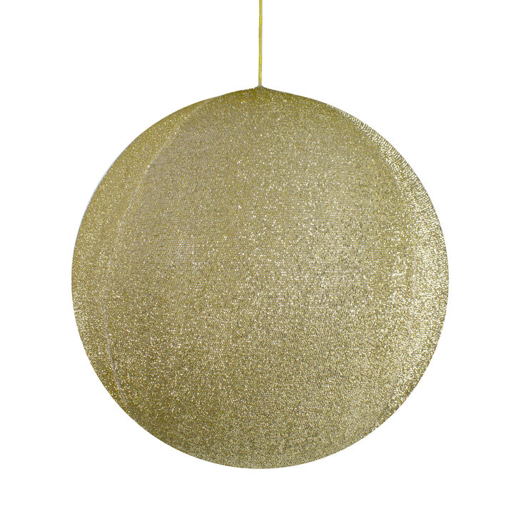 19.5" Gold Tinsel Inflatable Christmas Ball Ornament Outdoor Decoration