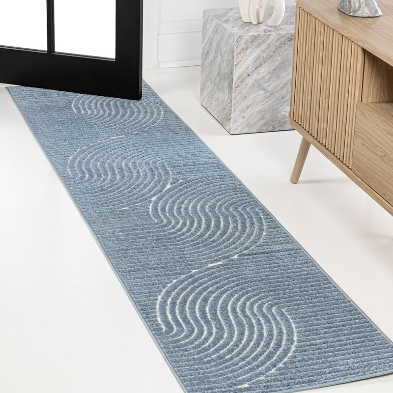 Hallie High-Low Minimalist Curve Geometric Indoor/Outdoor Area Rug