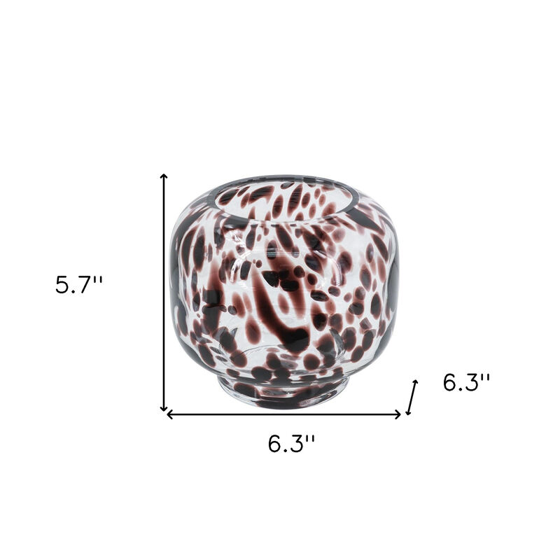 HomeRoots 6" Amber And Clear Abstract Glass Round Table Vase image number 5