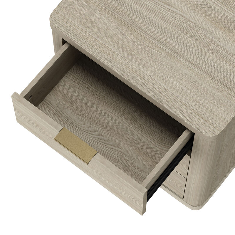 Evelyn Narrow 3-Drawer Nightstand in Gray