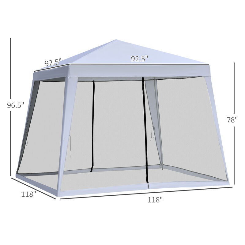 Outsunny 10'x10' Outdoor Canopy Tent, Slant Leg Sun Shelter with Mesh Sidewalls, Patio Tents for Parties, Grey
