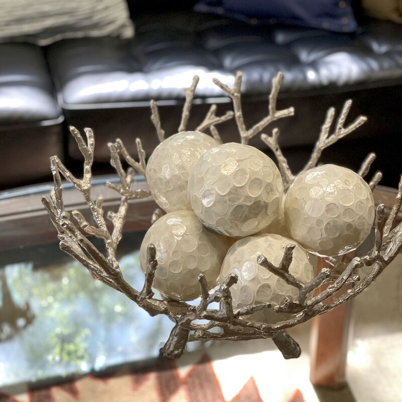 Set Of 6 Capiz Shell Deco Spheres 4 White Iridescent Decorative Balls image number 6