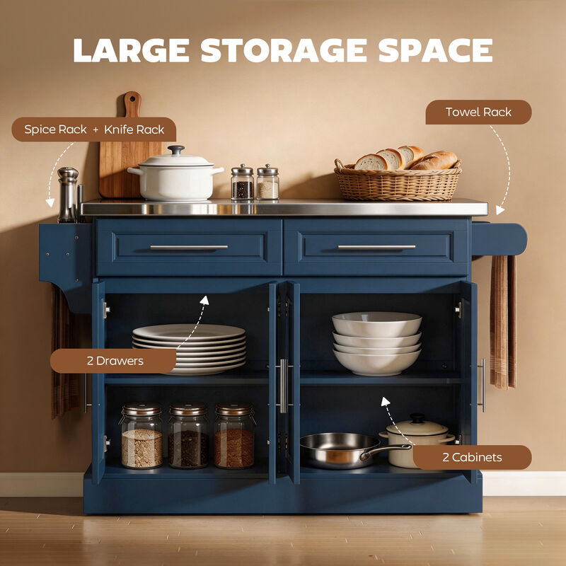 Hivvago Rolling Kitchen Workstation with Stainless Countertop image number 4