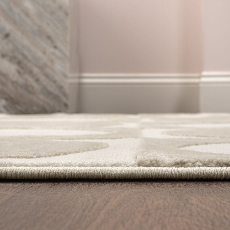 Helena Modern Geometric Circles In Squares High-Low Area Rug