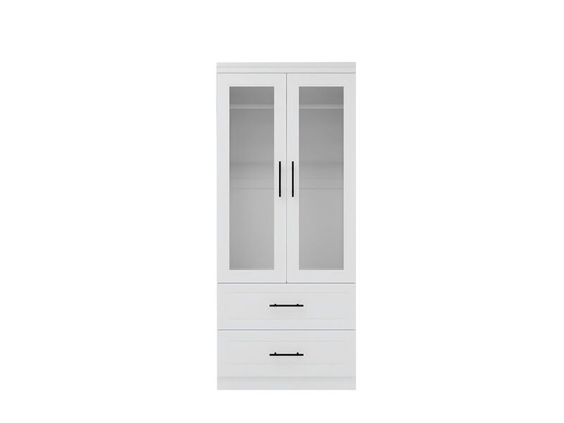 Tall Armoire Wardrobe Closet, Bedroom Armoires with Mirror, Wardrobe Cabinet with Drawers, Hanging Rod and Storage Cabinet ,White for Bedroom