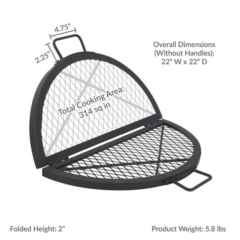 Sunnydaze Folding Black Steel Round Fire Grate - 22 in image number 2