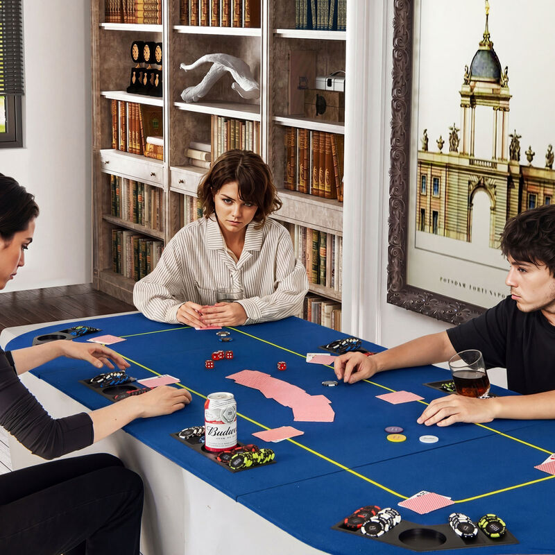 Foldable Poker Table Top for 8 Players with Cup Holders and Carrying Bag image number 5
