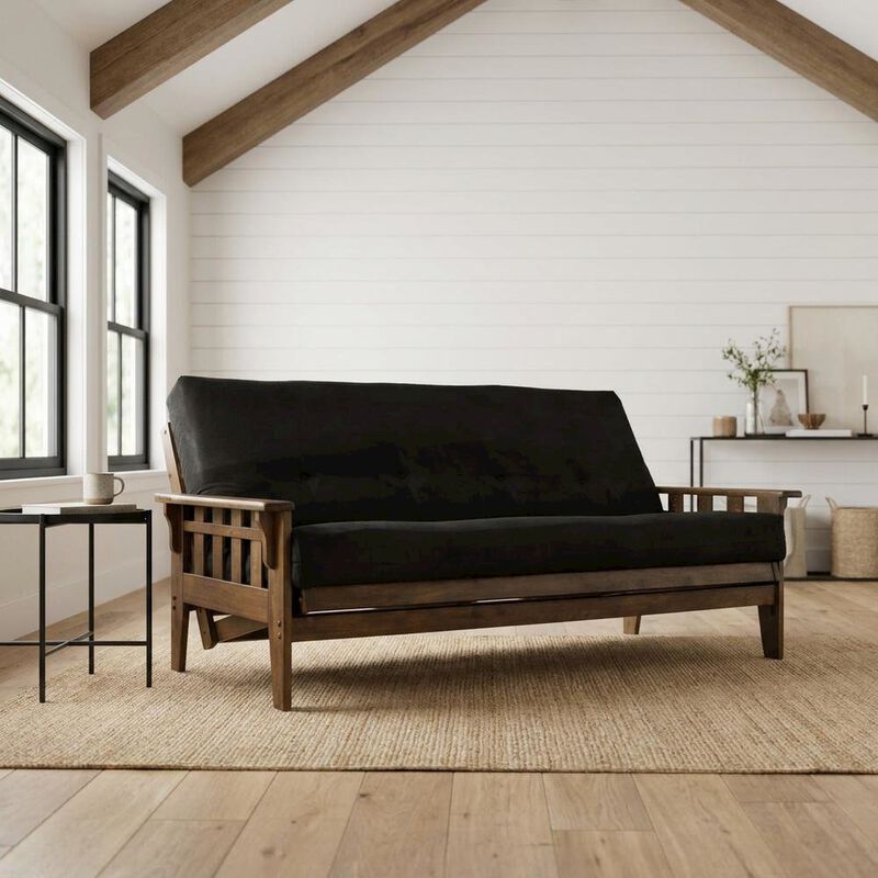 Tucson Frame-Rustic Walnut Finish-Suede Black Mattress image number 7